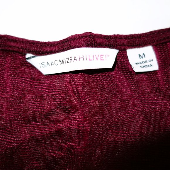 Isaac Mizrahi Live Burgandy Knit Dress with Fluted Hem Size M - Picture 3 of 4